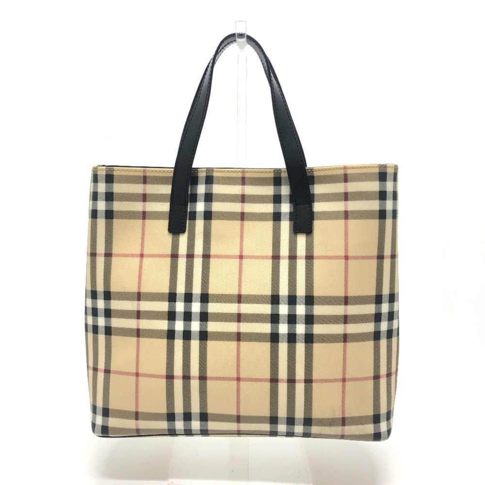BURBERRY Check Tote Bag in PVC/Leather, Women's, Beige - Picture 2 of 14